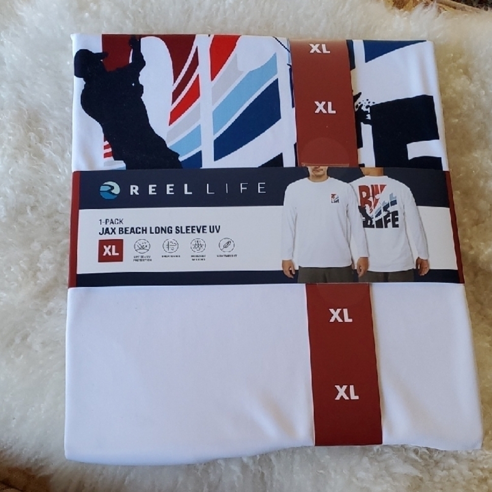 Reel Life Long Sleeve Shirt - White, Red, Blue